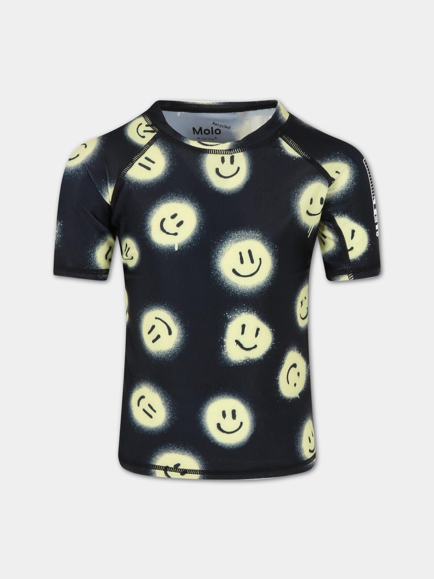 T-shirt nera per bambino con smiley e logo,Molo,8S23P203 6708