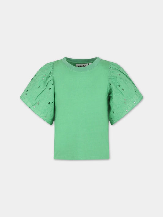 T-shirt verde per bambina con rouches,Molo,2S23A204 8707