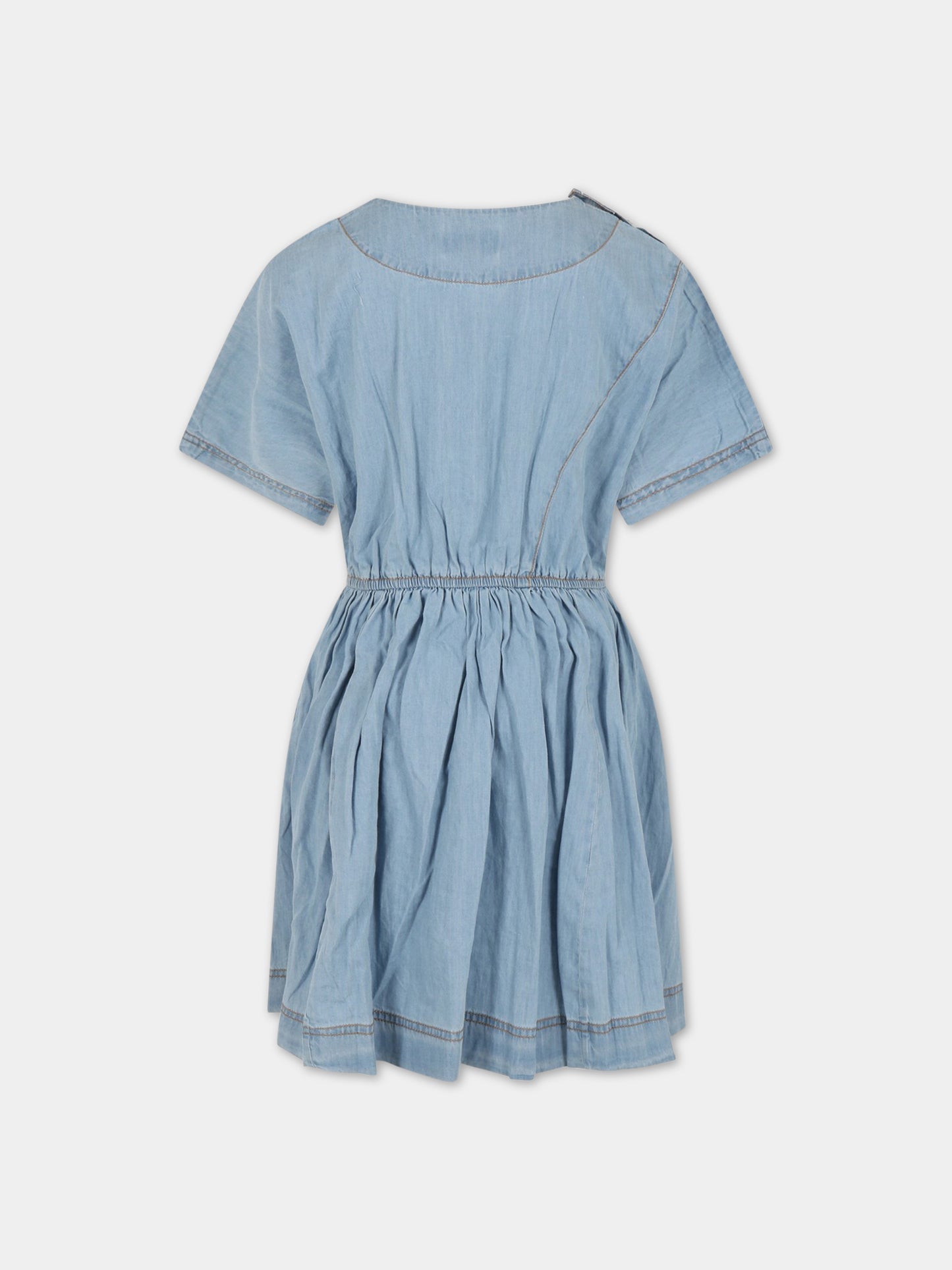 Vestito celeste per bambina con patch logato,Molo,2S23E111 8746