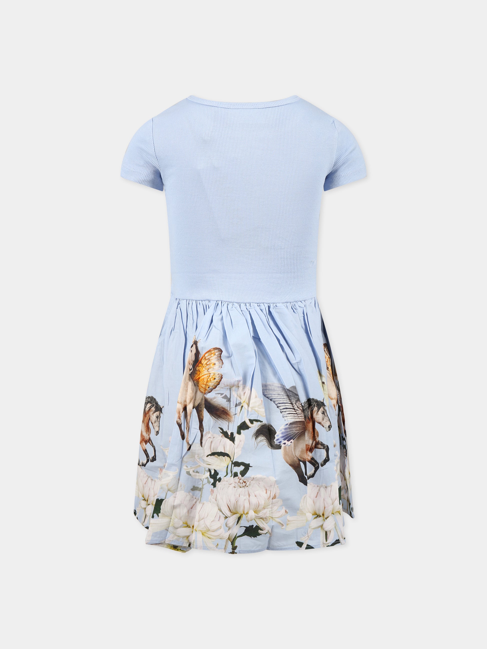 Vestito multicolor per bambina con stampa cavalli, farfalle e fiori,Molo,2S23E119 3213