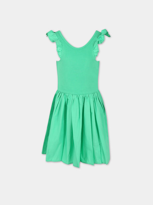 Vestito verde per bambina con patch logato,Molo,2S23E125 8707