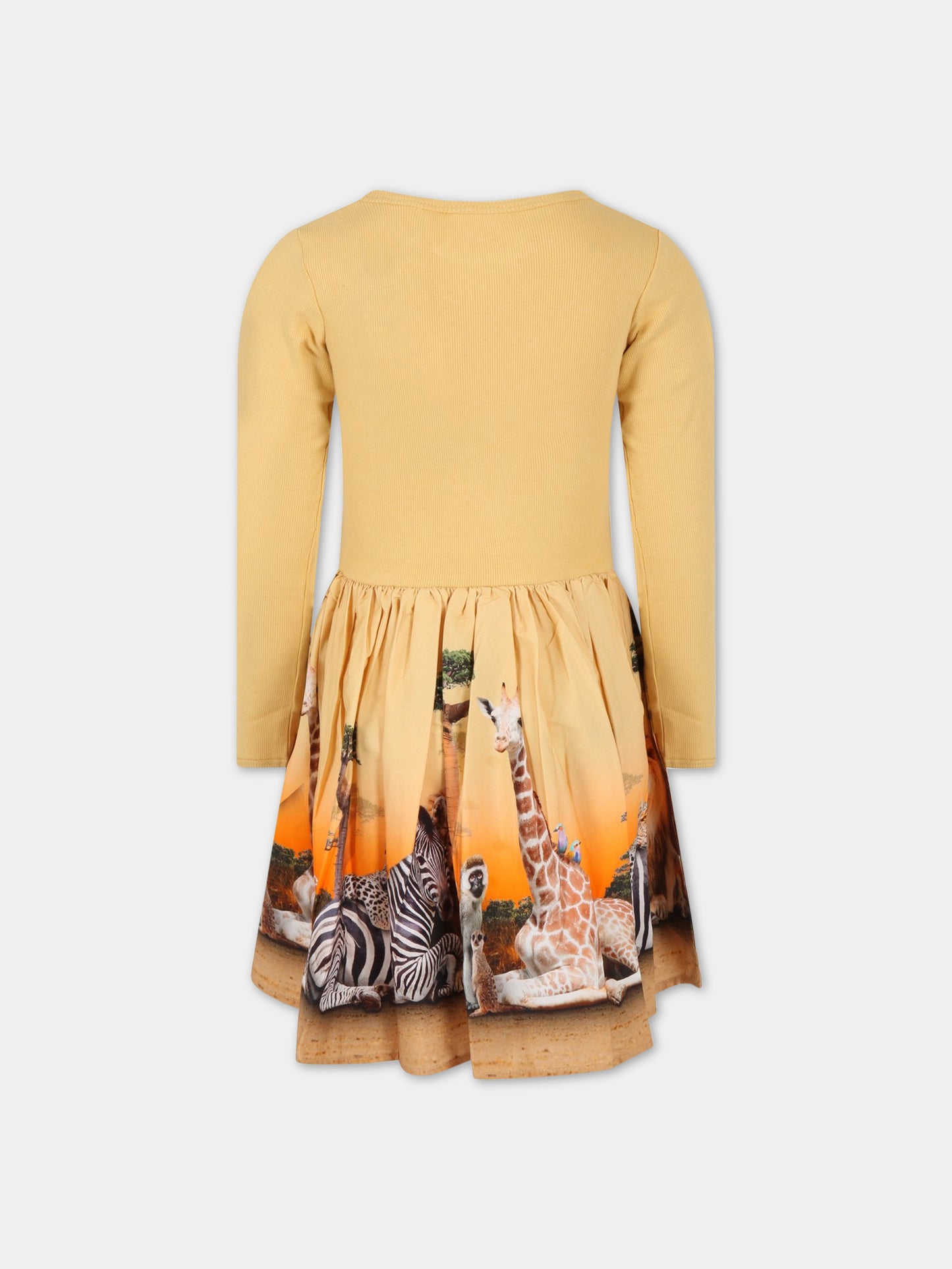 Vestito giallo per bambina con animali della Savana,Molo,2S23E207 3216