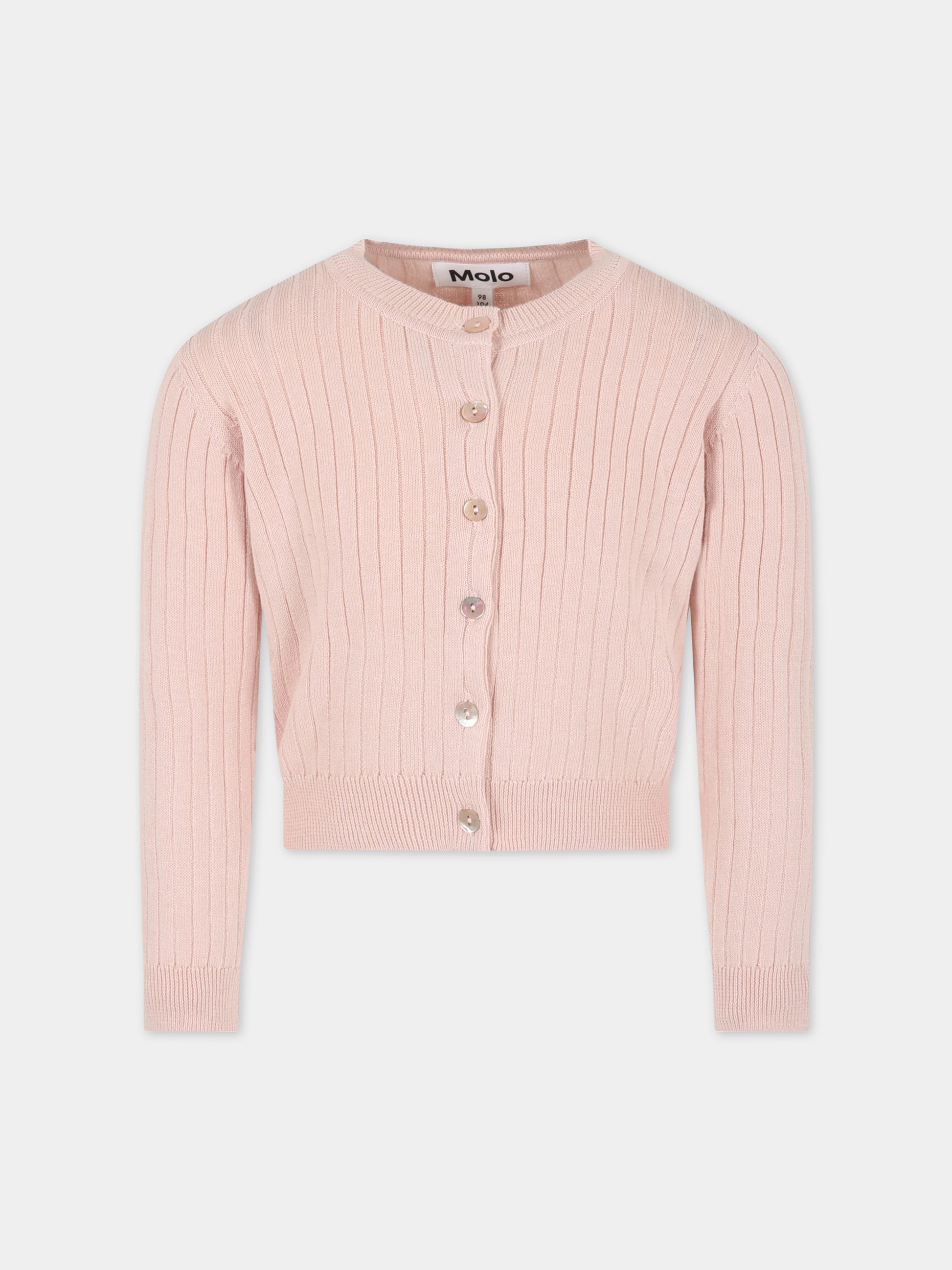 Cardigan rosa per bambina con patch logato,Molo,2S23K304 8151