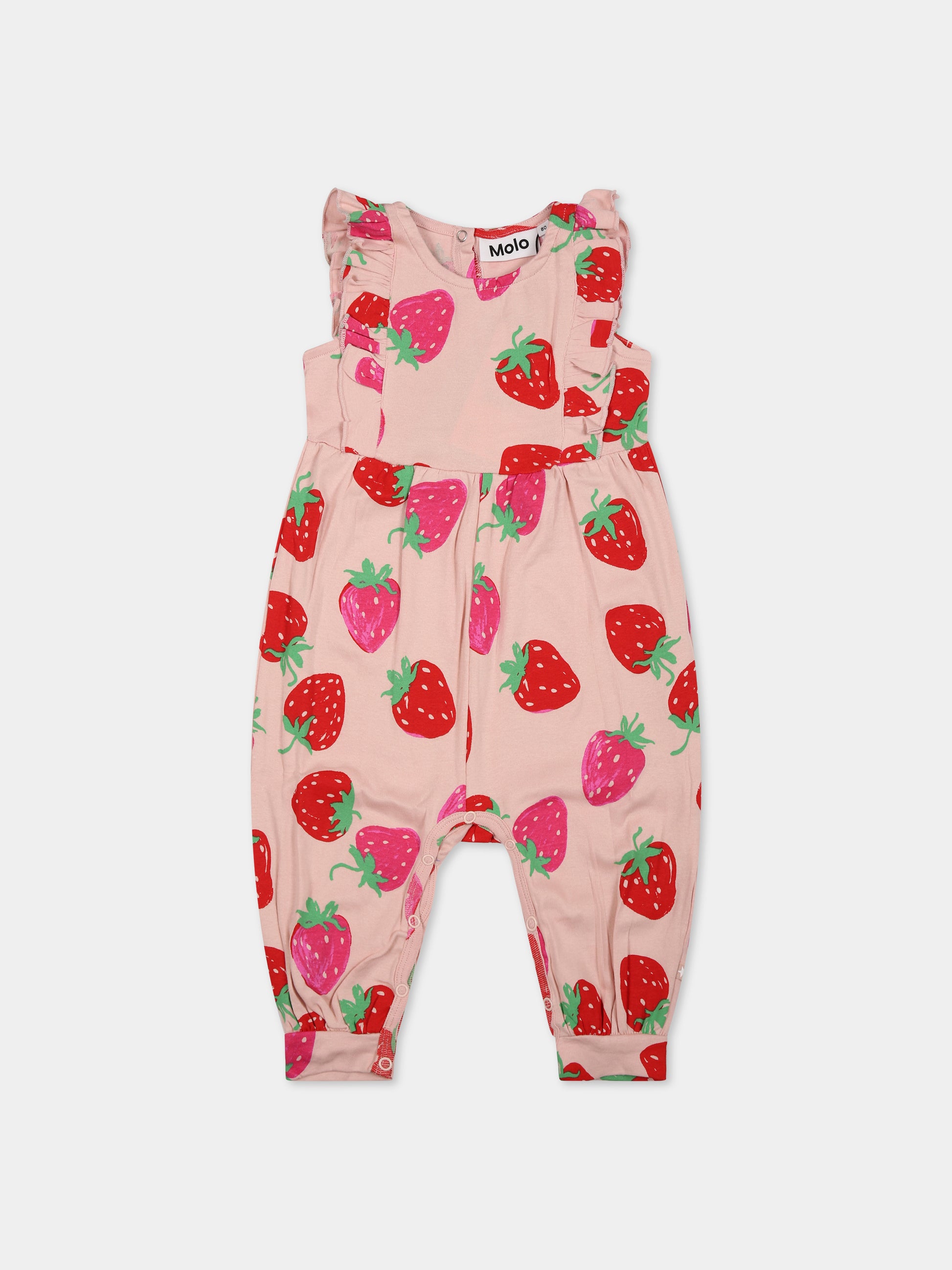 Pagliaccetto rosa per neonata con stampa fragole all-over,Molo,4S23B303 6752