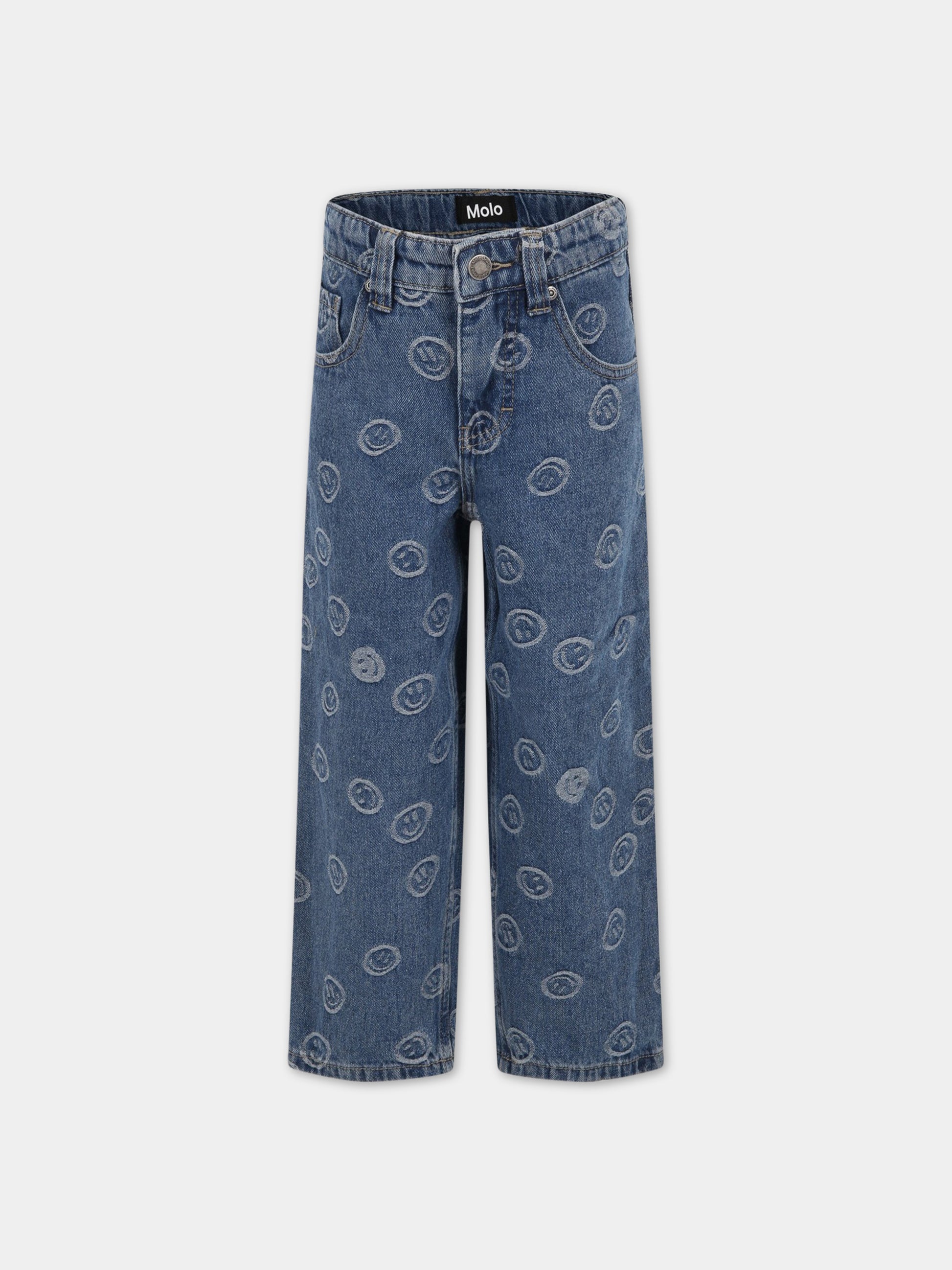 Jeans blu per bambina con smile,Molo,6S23I105 6791