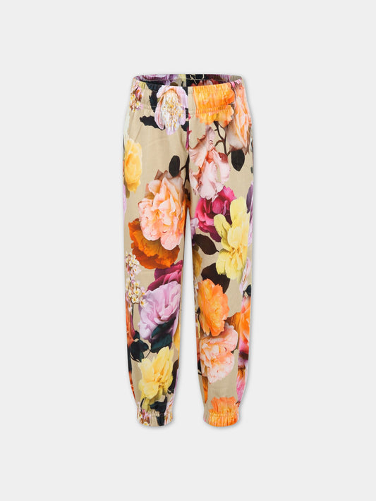 Pantaloni multicolor da tuta per bambina con stampa floreale,Molo,6S23I208 6740