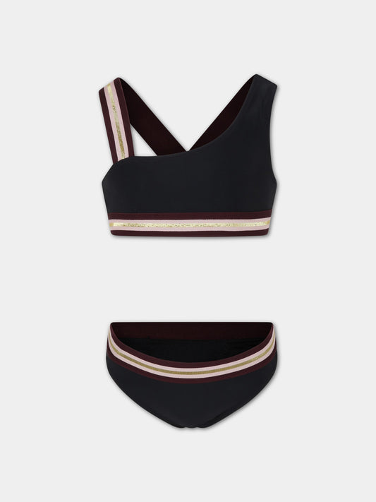 Bikini nero per bambina con logo,Molo,8S23P104 0099