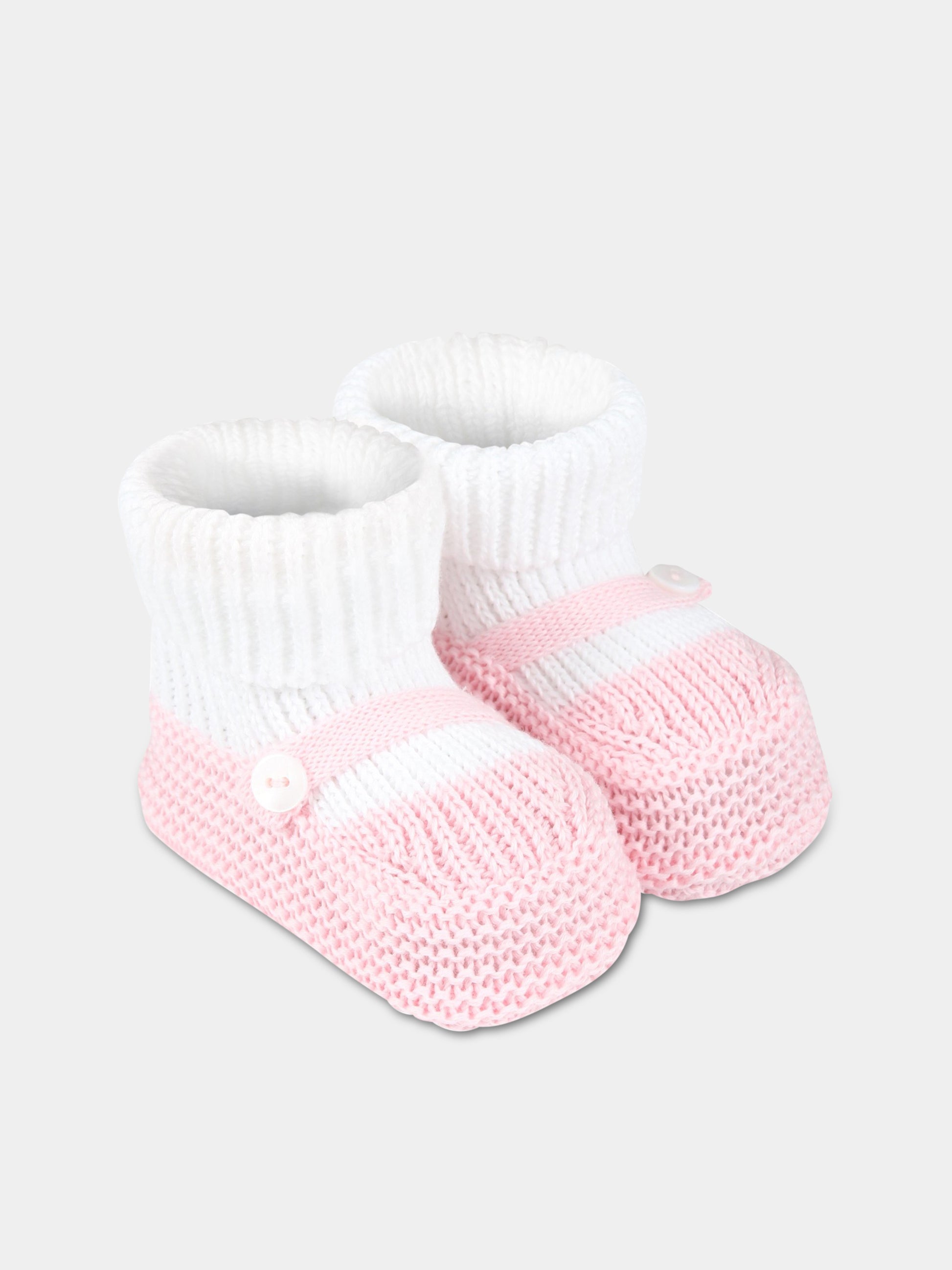 Babbucce multicolor per neonata,Little Bear,6112 BIANCO/ROSA