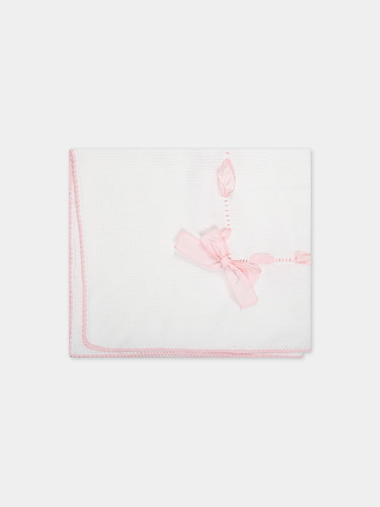 Coperta rosa per neonata con fiocco rosa,Little Bear,6000 BIANCO/ROSA