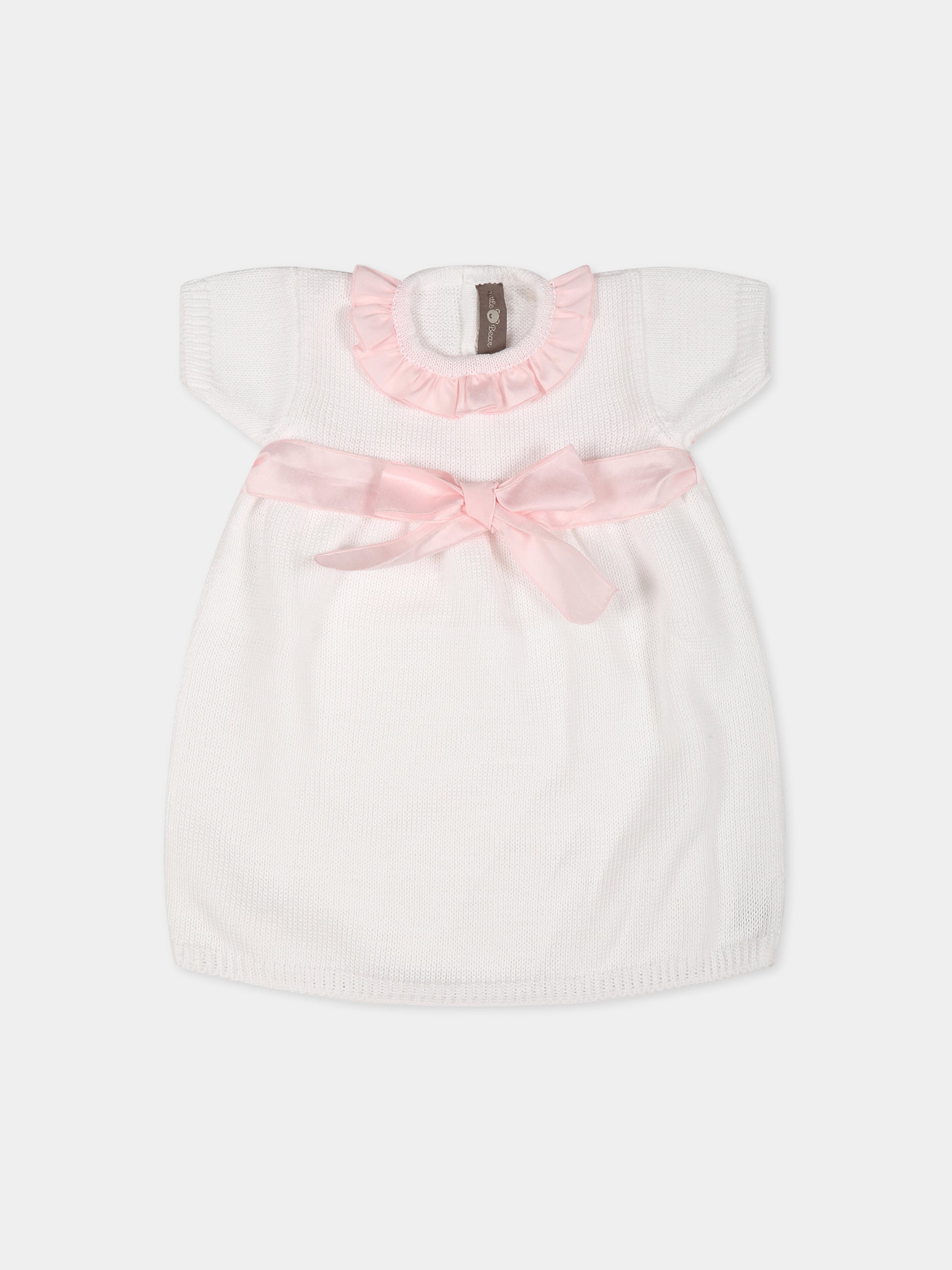 Vestito bianco per neonata con fiocco,Little Bear,6002 BIANCO/ROSA