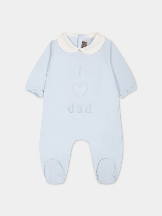 Tutina celeste per neonato con scritta e cuore,Little Bear,6037 CIELO