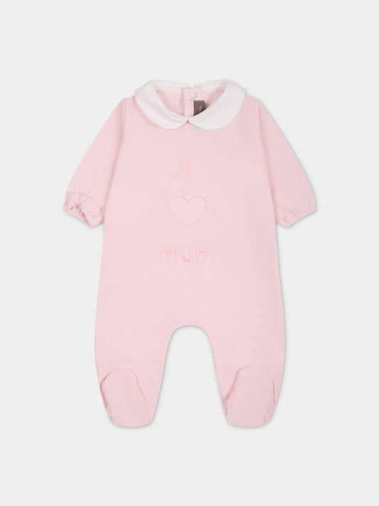 Tutina rosa per neonata con scritta e cuore,Little Bear,6038 ROSA