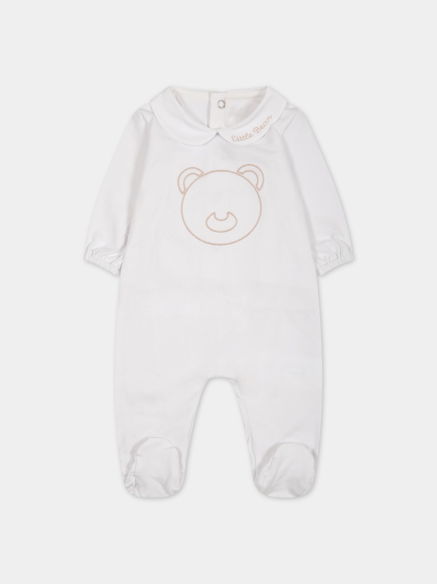 Tutina bianca per neonati con orso e logo,Little Bear,6036 BIANCO/CORDA