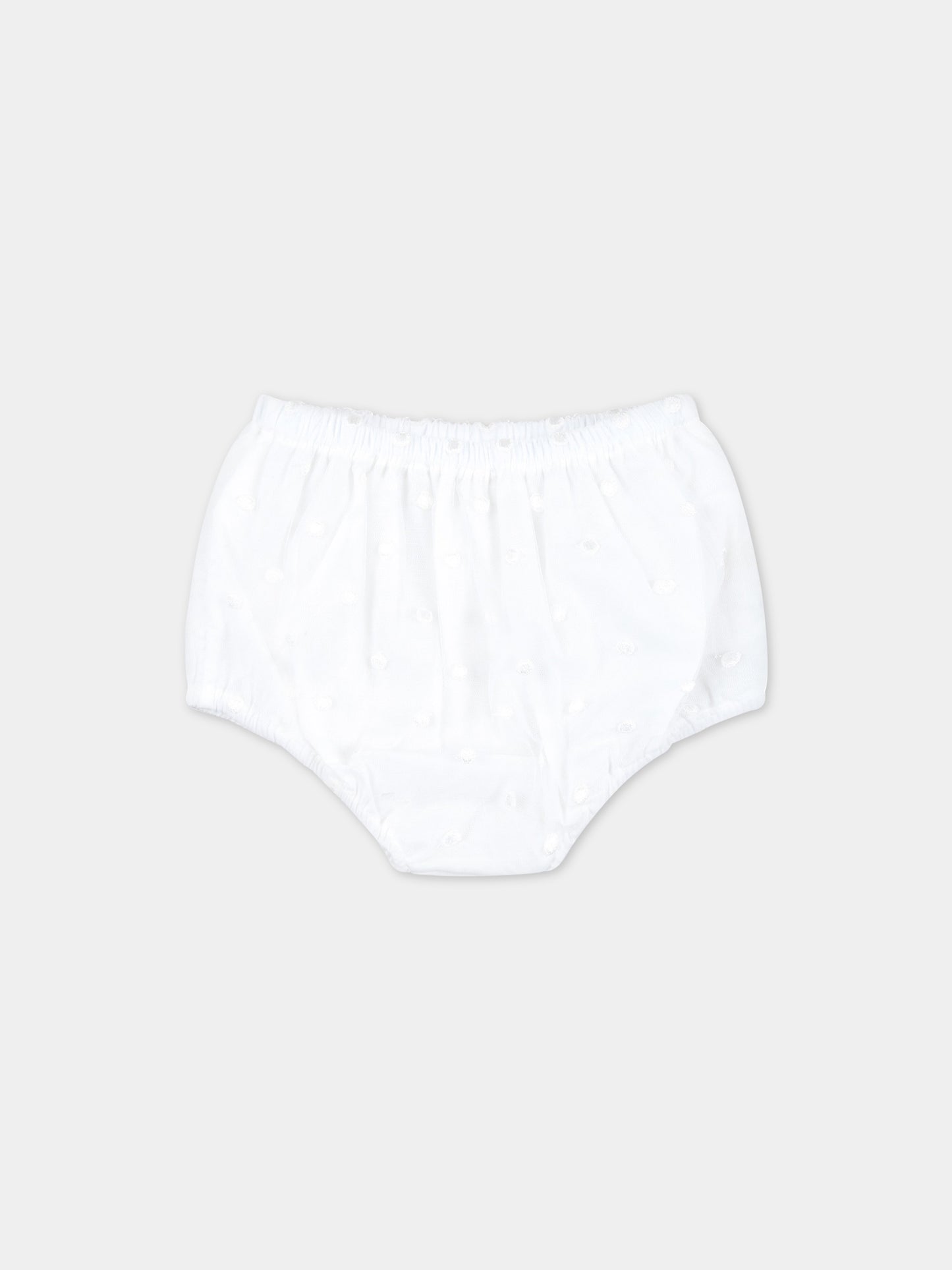 Vestito bianco per neonata con pois,La Stupenderia,CCAB72X47 S06