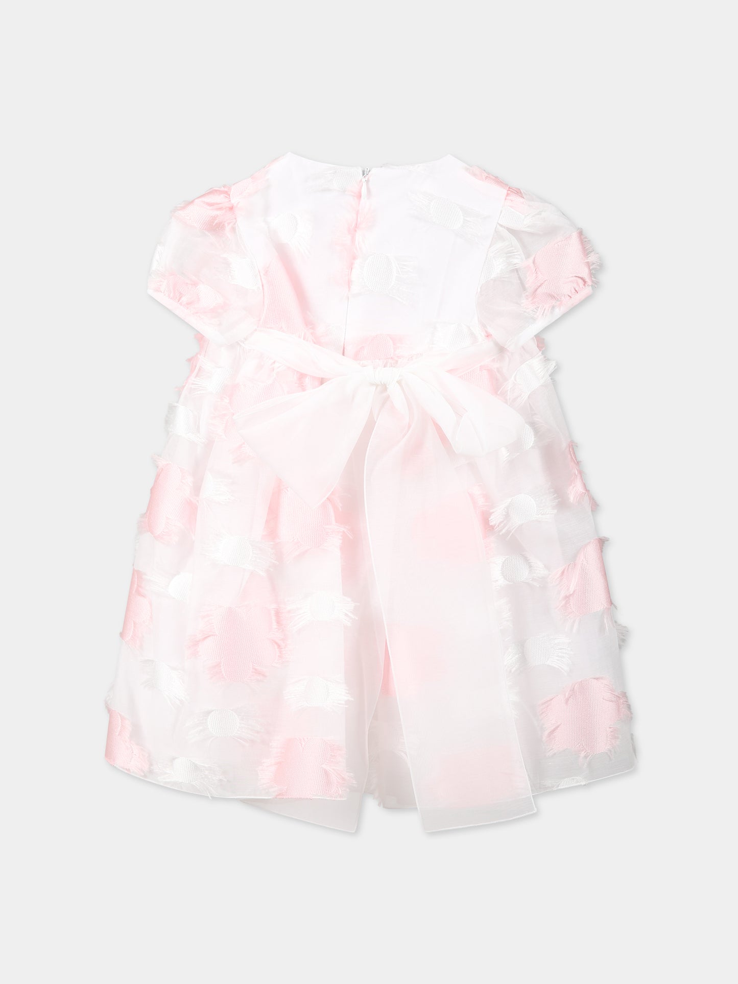 Vestito multicolor per neonata con ricami e frange,Little Bear,6249 BIANCO/ROSA