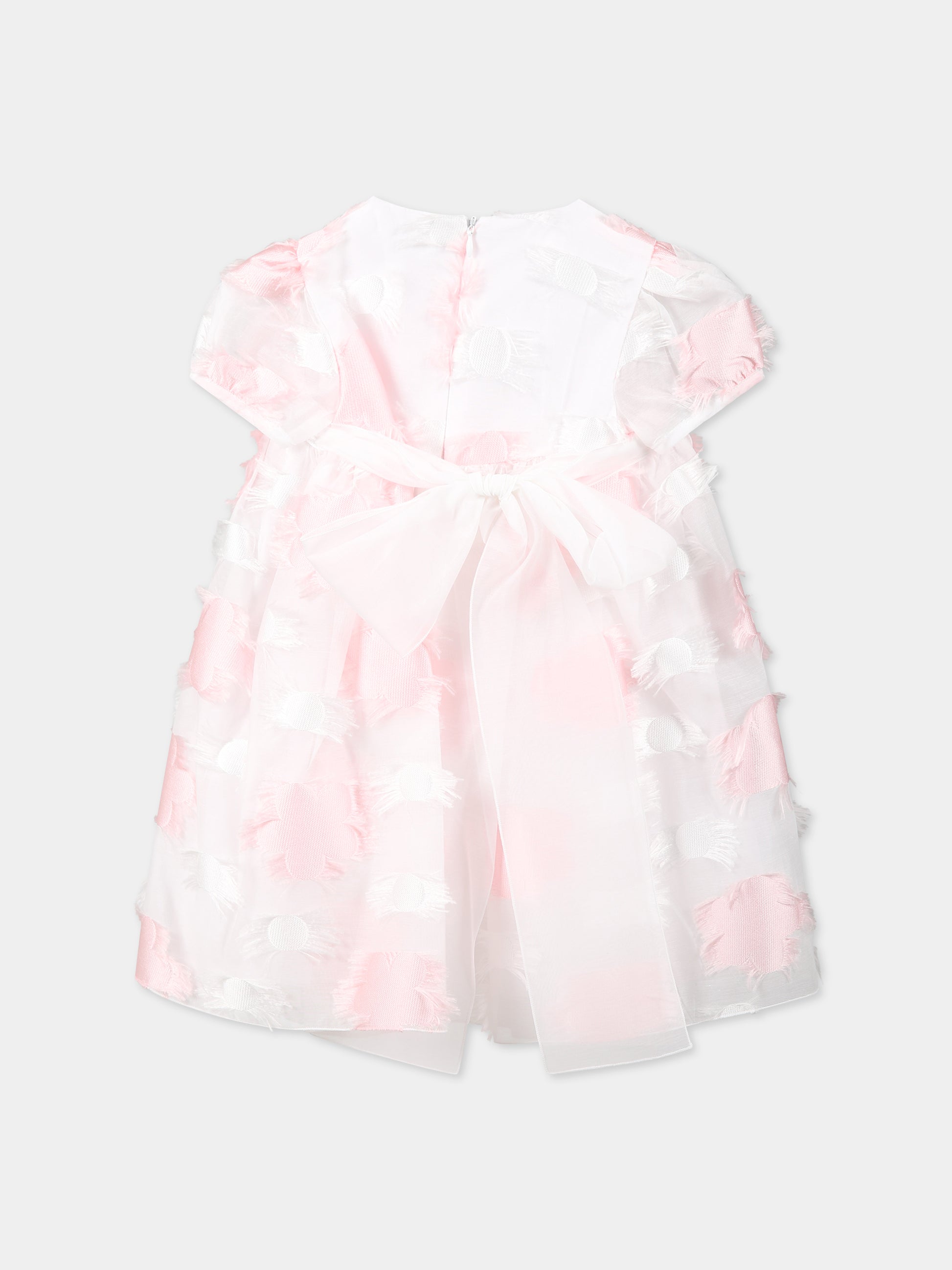 Vestito multicolor per neonata con ricami e frange,Little Bear,6249 BIANCO/ROSA
