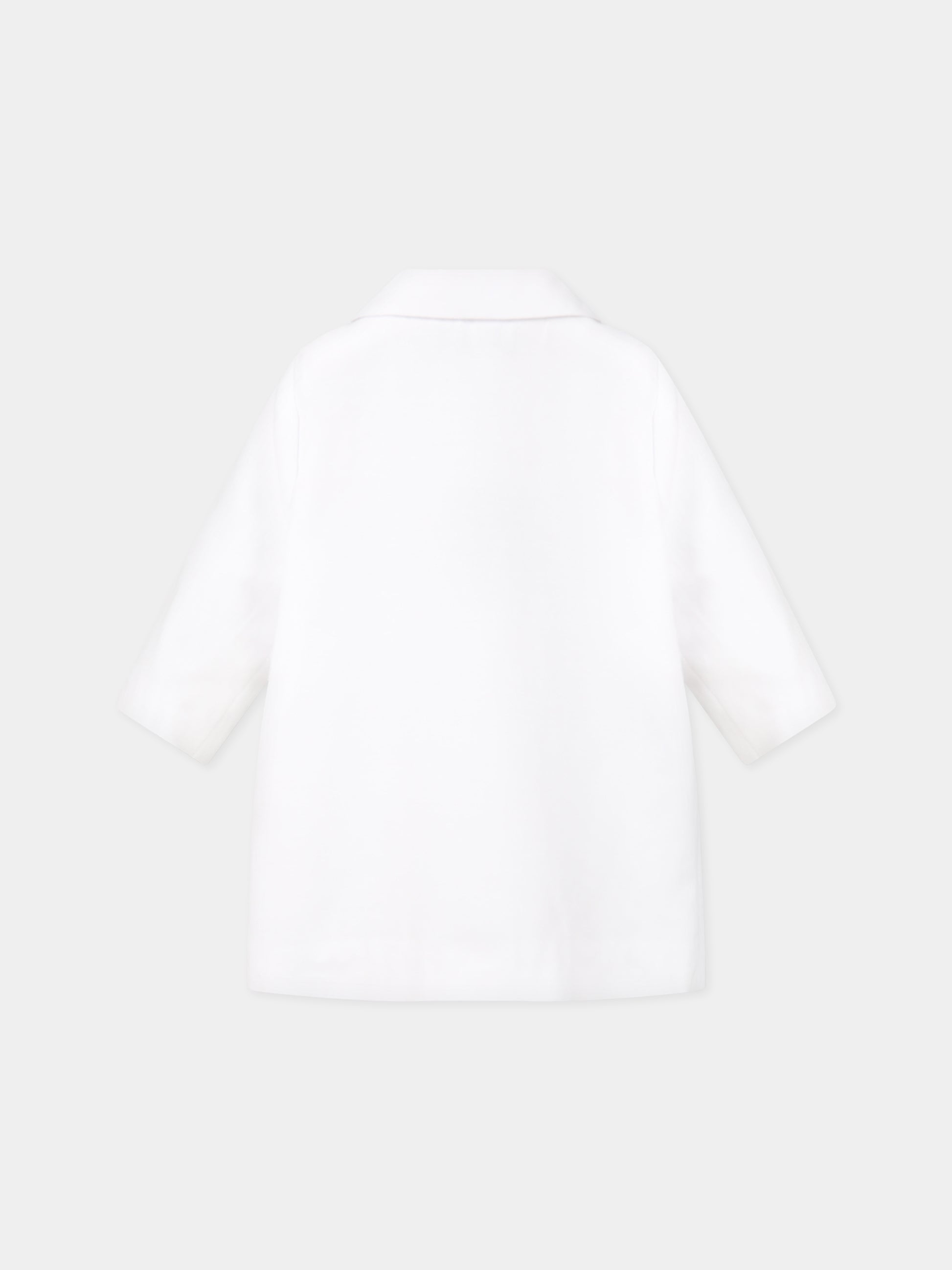 Cappotto bianco per neonata con fiocco,Little Bear,6247 BIANCO