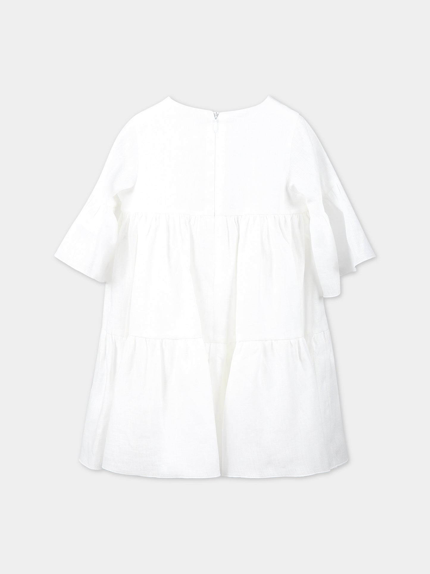 Vestito bianco per neonata con fiori applicati,Little Bear,6241 BIANCO