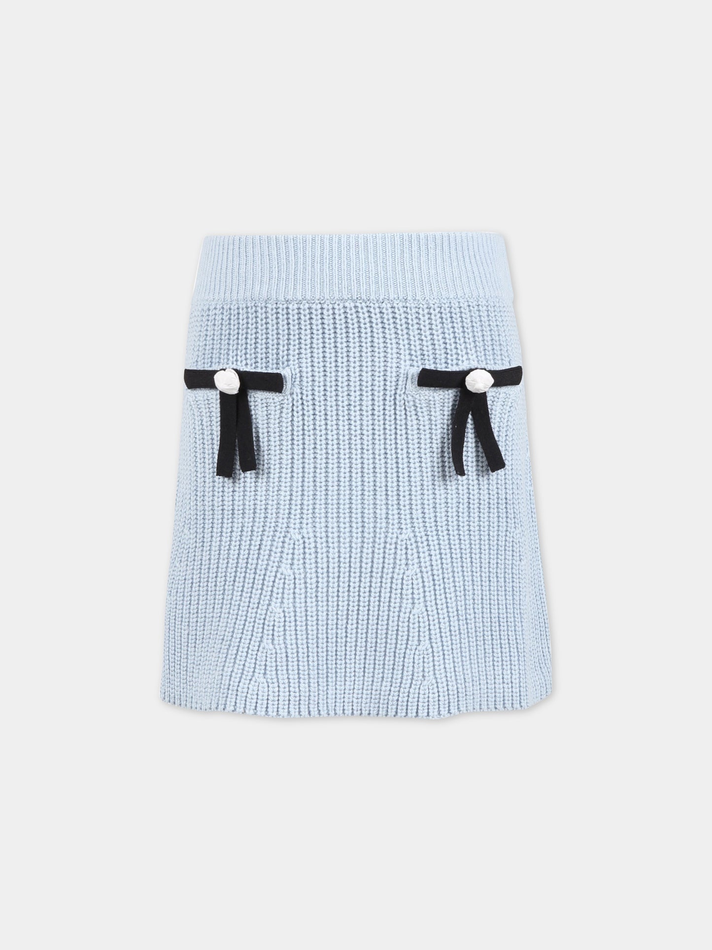 Gonna celeste per bambina con fiocchi neri,Self-portrait,RS23 728SK BL 22458564