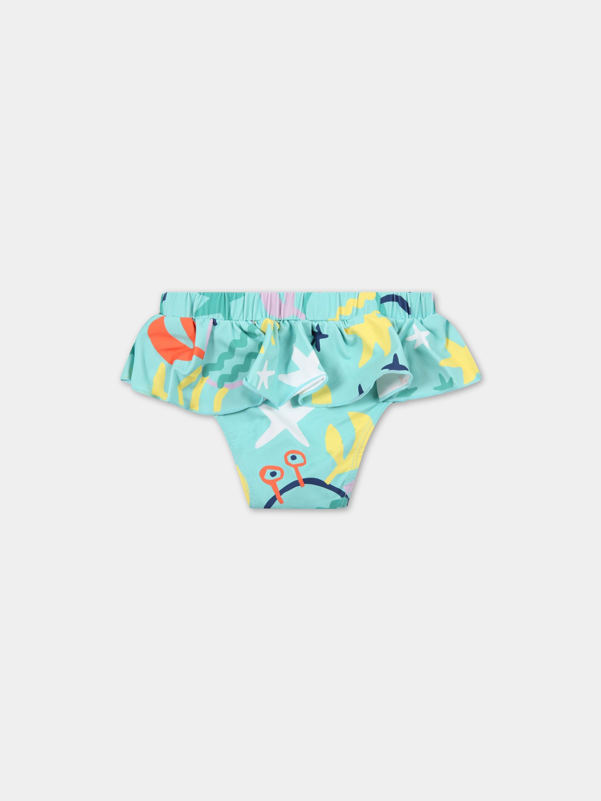 Slip celeste da bango per neonata con disegni,Stella Mccartney Kids,8QCHK9 Z0157 607MC