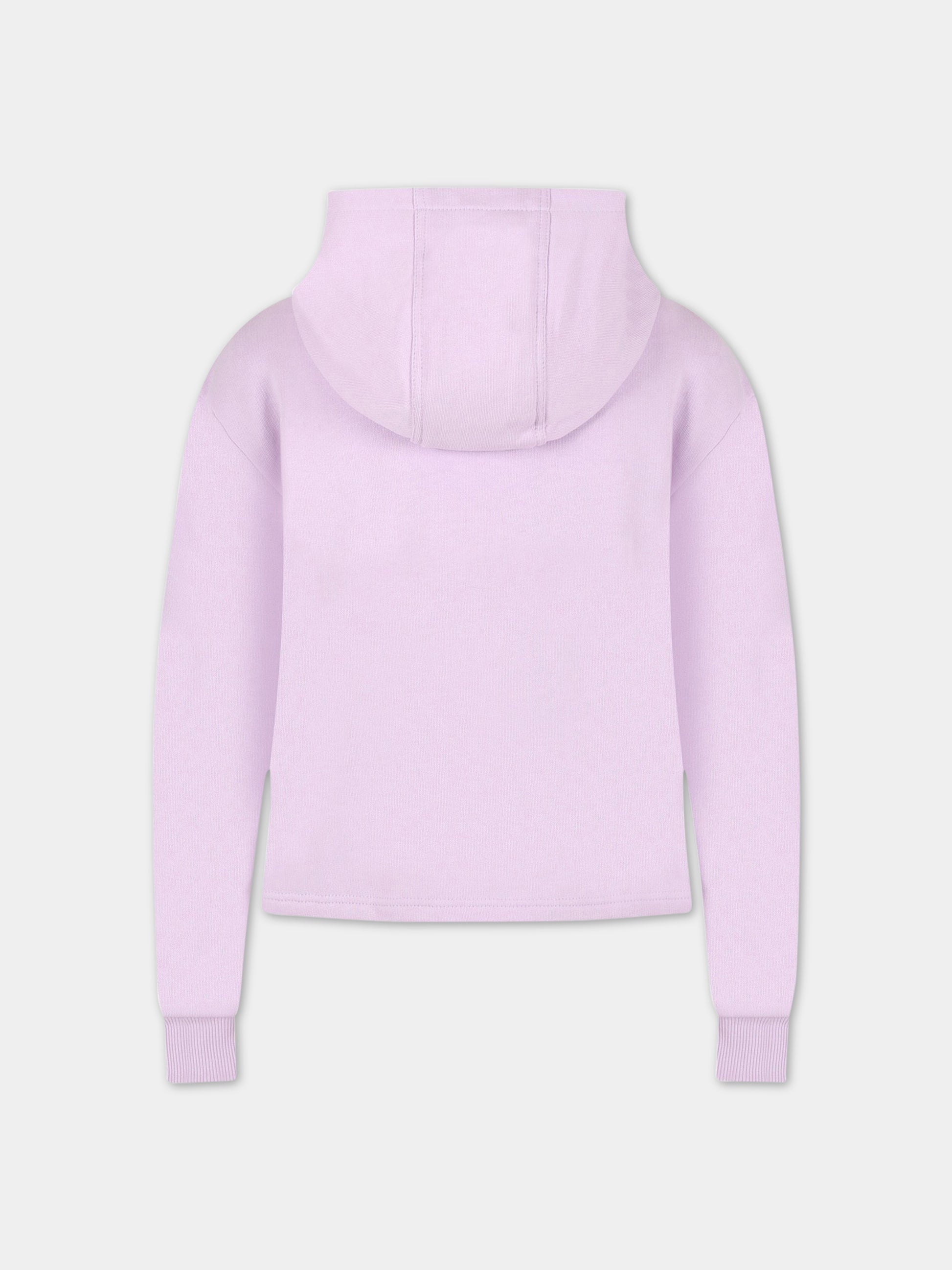 Felpa viola con cappuccio per bambina con logo,Lanvin Petite,N15090 933