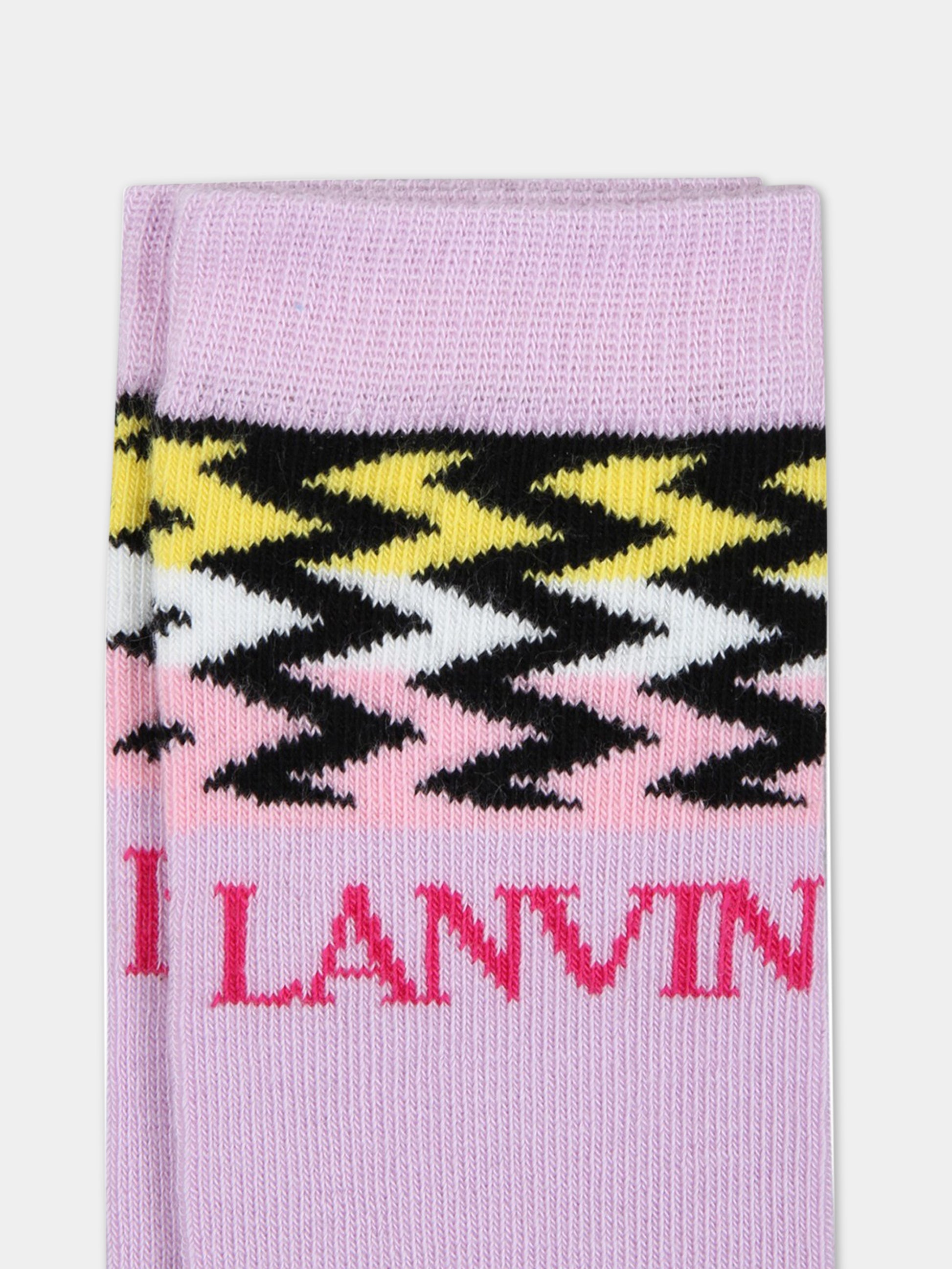 Calze rosa per bambina con logo,Lanvin Petite,N10013 933