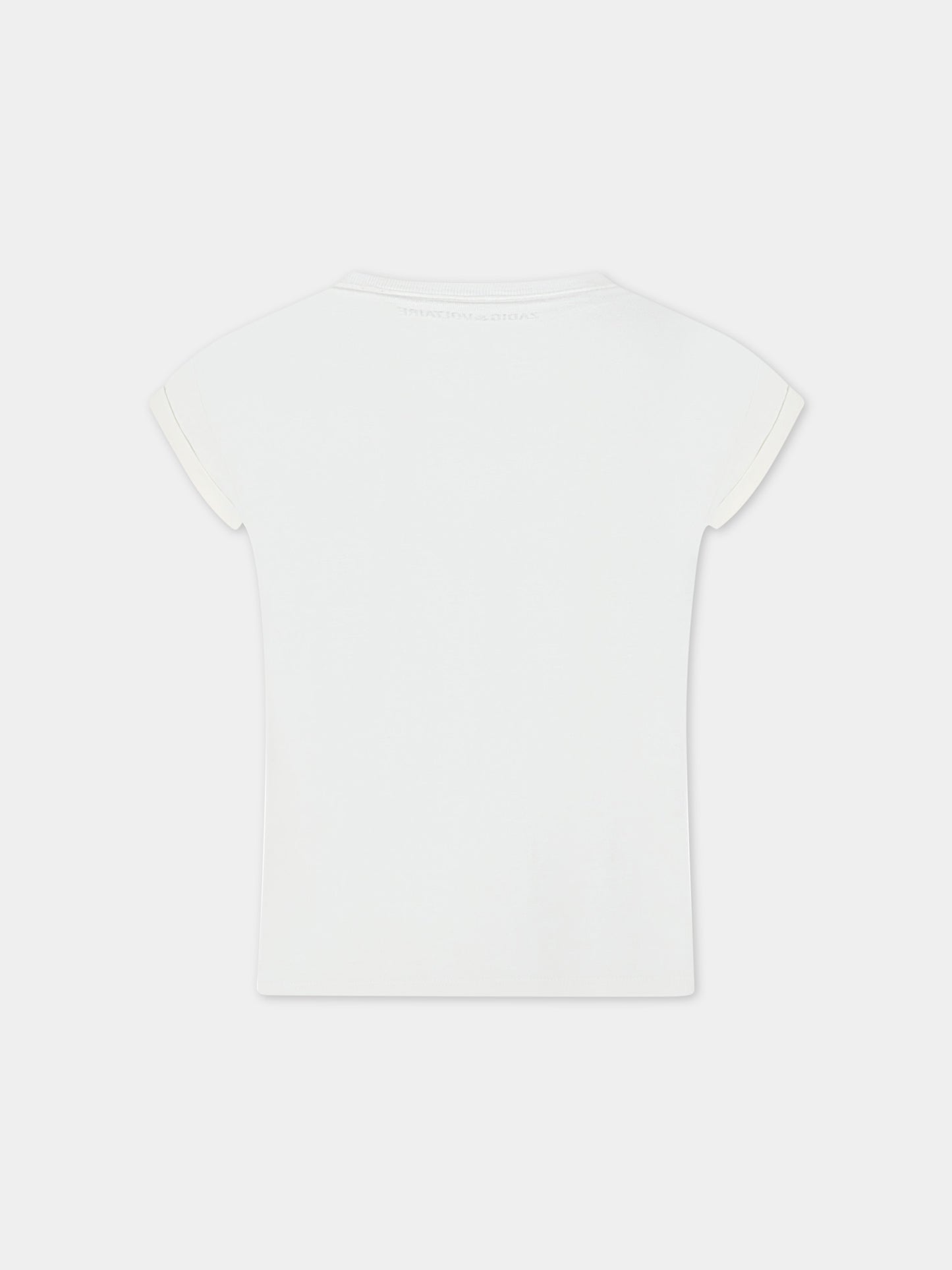 T-shirt avorio per bambina con logo e stampa,Zadig & Voltaire Kids,X15380 140