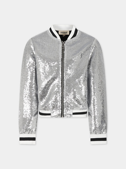 Giacca argentata con paillettes per bambina,Zadig & Voltaire Kids,X16104 016