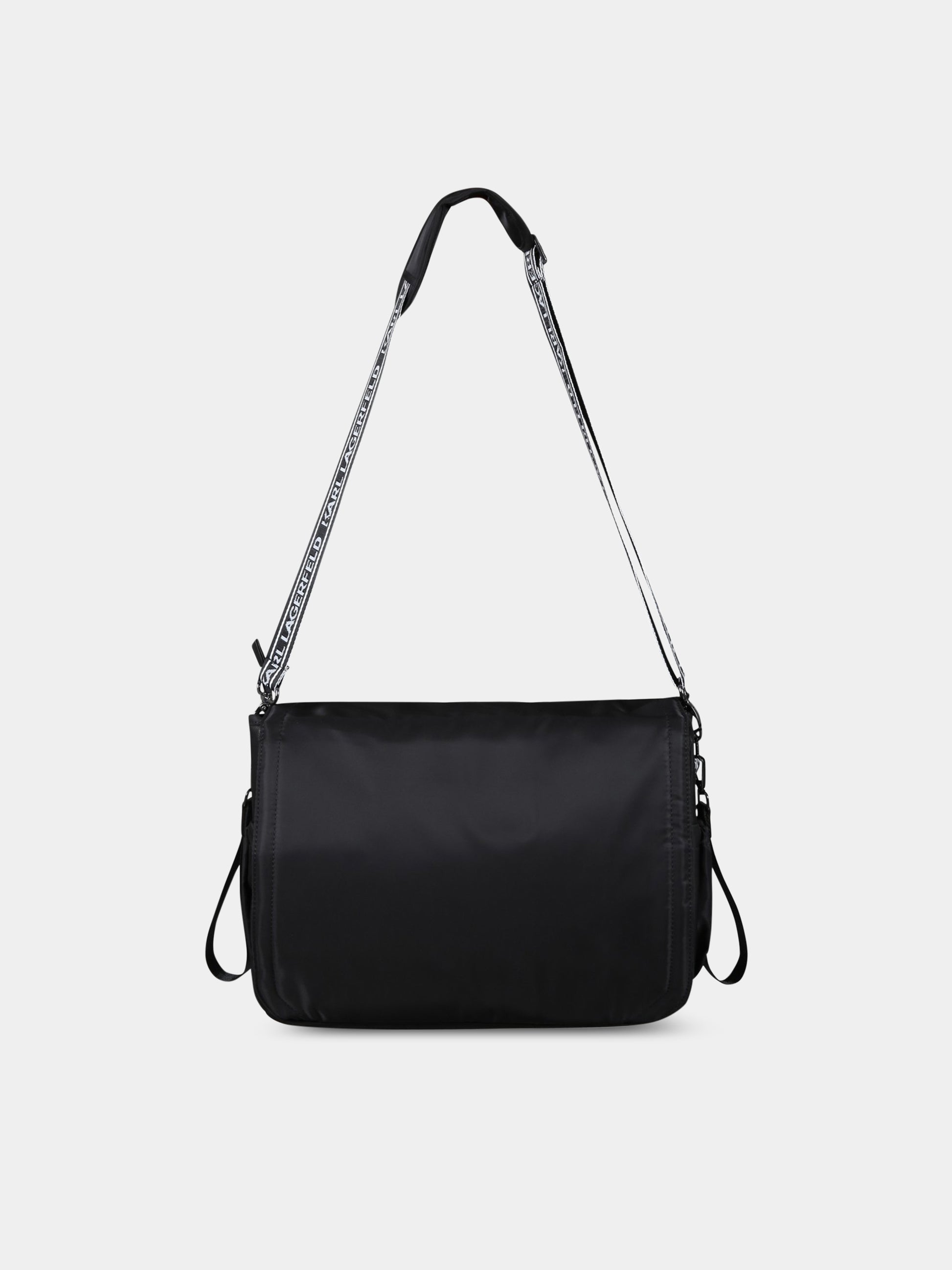 Borsa-mamma nera per neonata con Karl e Choupette,Karl Lagerfeld Kids,Z90045 09B