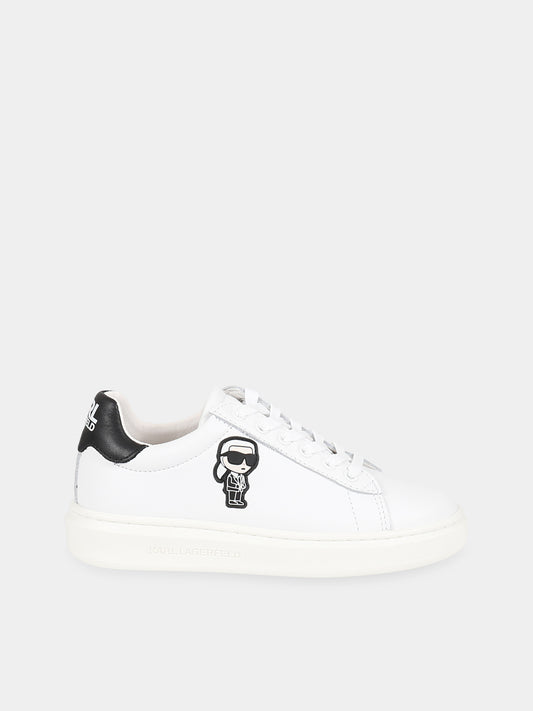 Sneakers bianco per bambini con patch Karl Lagerfeld e logo,Karl Lagerfeld Kids,Z29059 10B