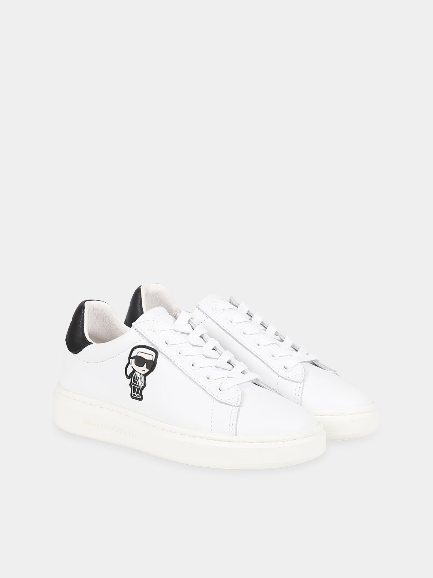 Sneakers bianco per bambini con patch Karl Lagerfeld e logo,Karl Lagerfeld Kids,Z29059 10B