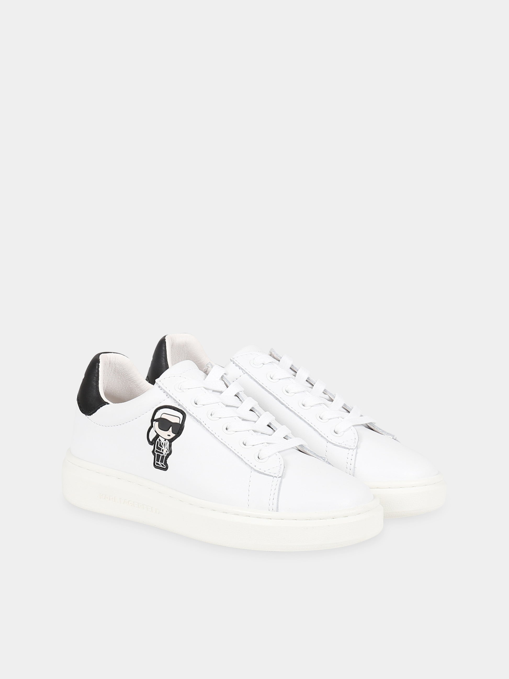 Sneakers bianco per bambini con patch Karl Lagerfeld e logo,Karl Lagerfeld Kids,Z29059 10B