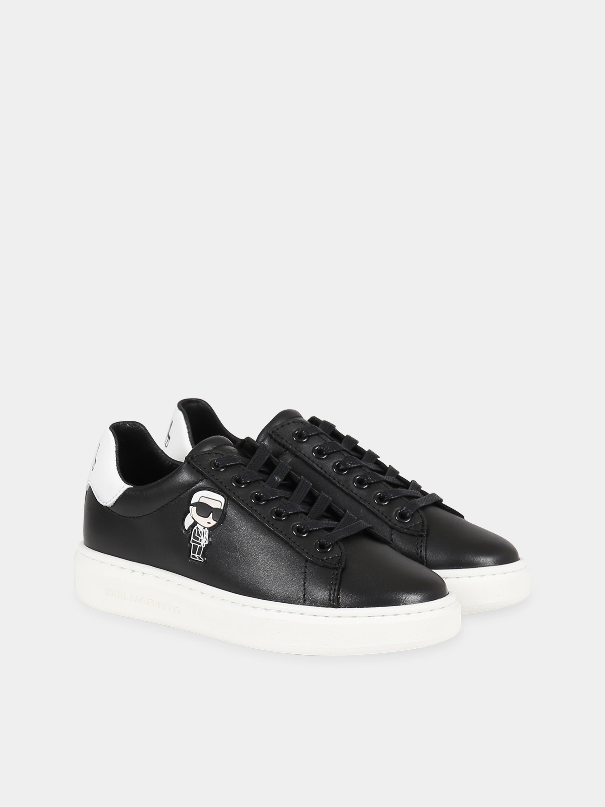 Sneakers nero per bambini con patch Karl Lagerfeld e logo,Karl Lagerfeld Kids,Z29059 09B