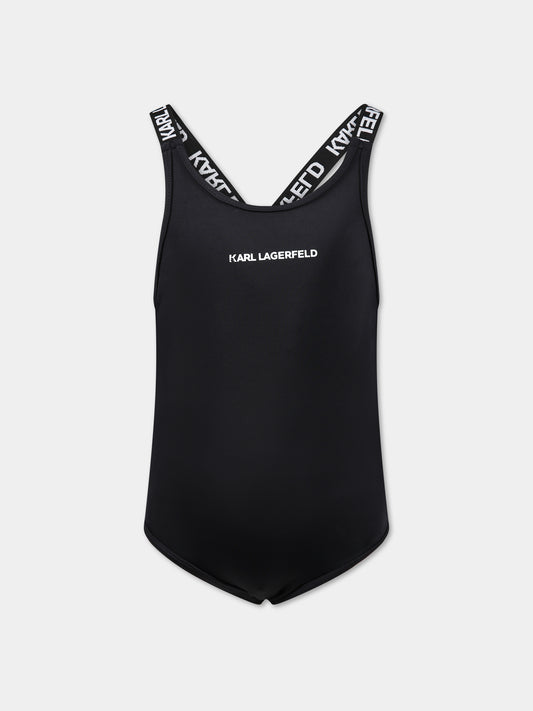 Costume nero per bambina con logo,Karl Lagerfeld Kids,Z10161 09B