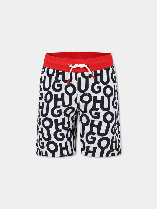 Boxer-mare multicolor per bambino con logo,Hugo,G20111 M41