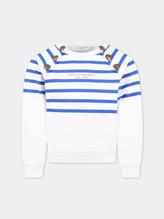 Felpa bianca per bambina con logo,Philosophy,PJFE124 FE144 B010