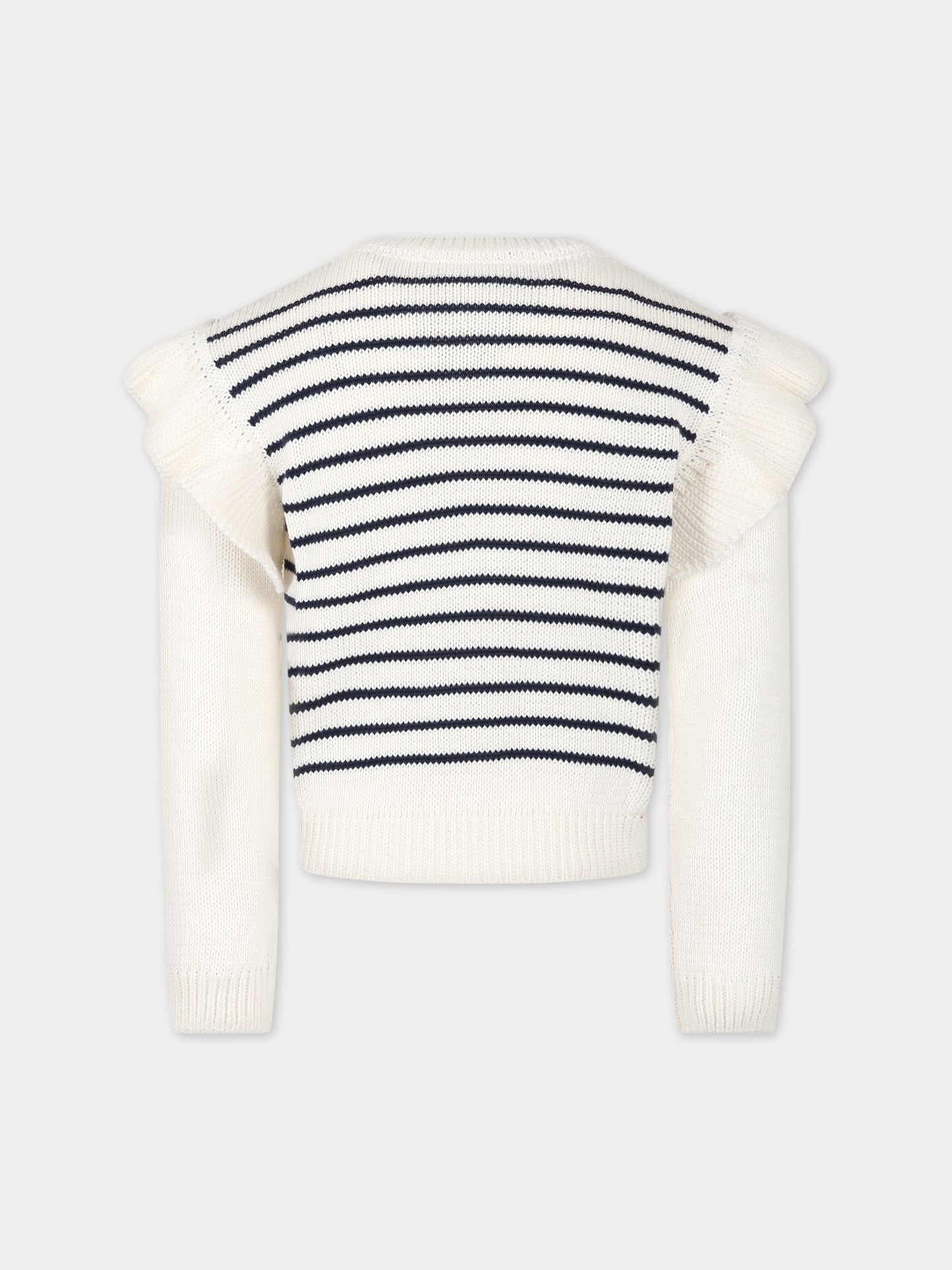 Maglione bianco per bambina con logo,Philosophy,PJMA75C FL01 0020