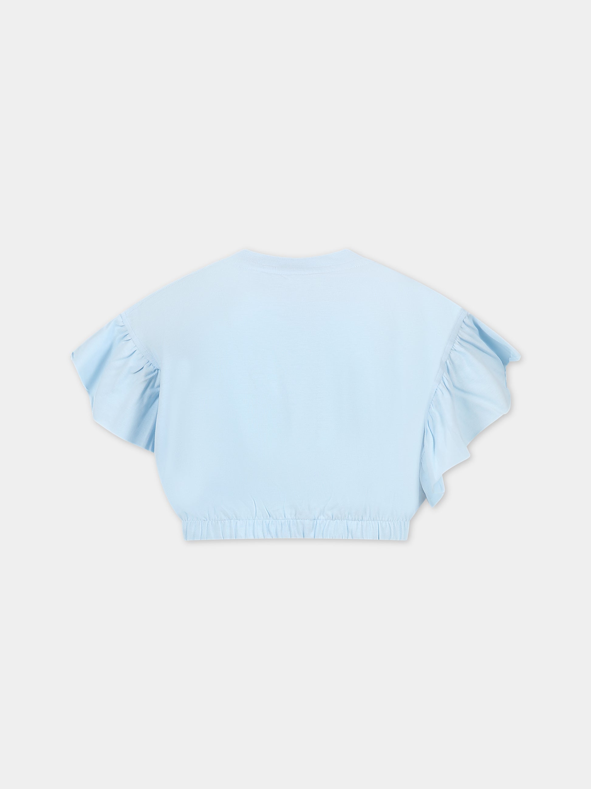 T-shirt celeste per bambina con logo,Philosophy,PJTS125 JE138 9018