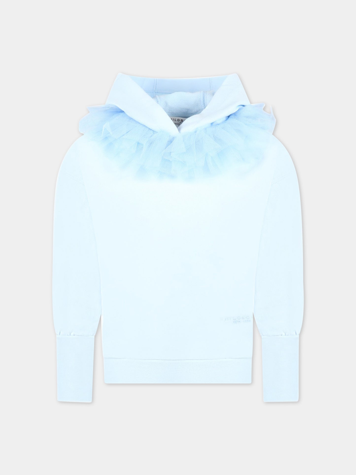 Felpa celeste con cappuccio per bambina,Philosophy,PJFE120 FE144 9012