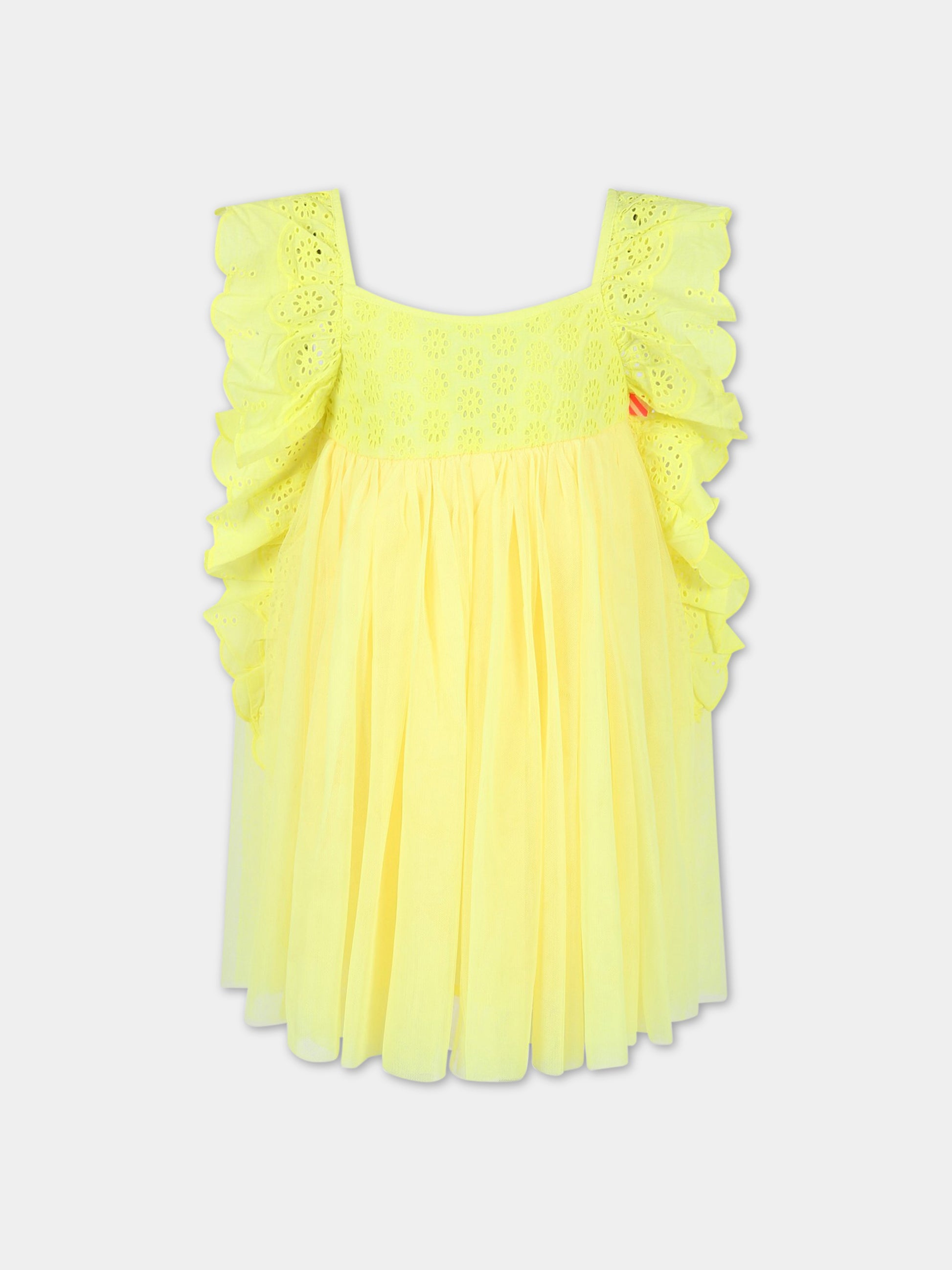 Vestito giallo per bambina con fiori,Billieblush,U12815 549