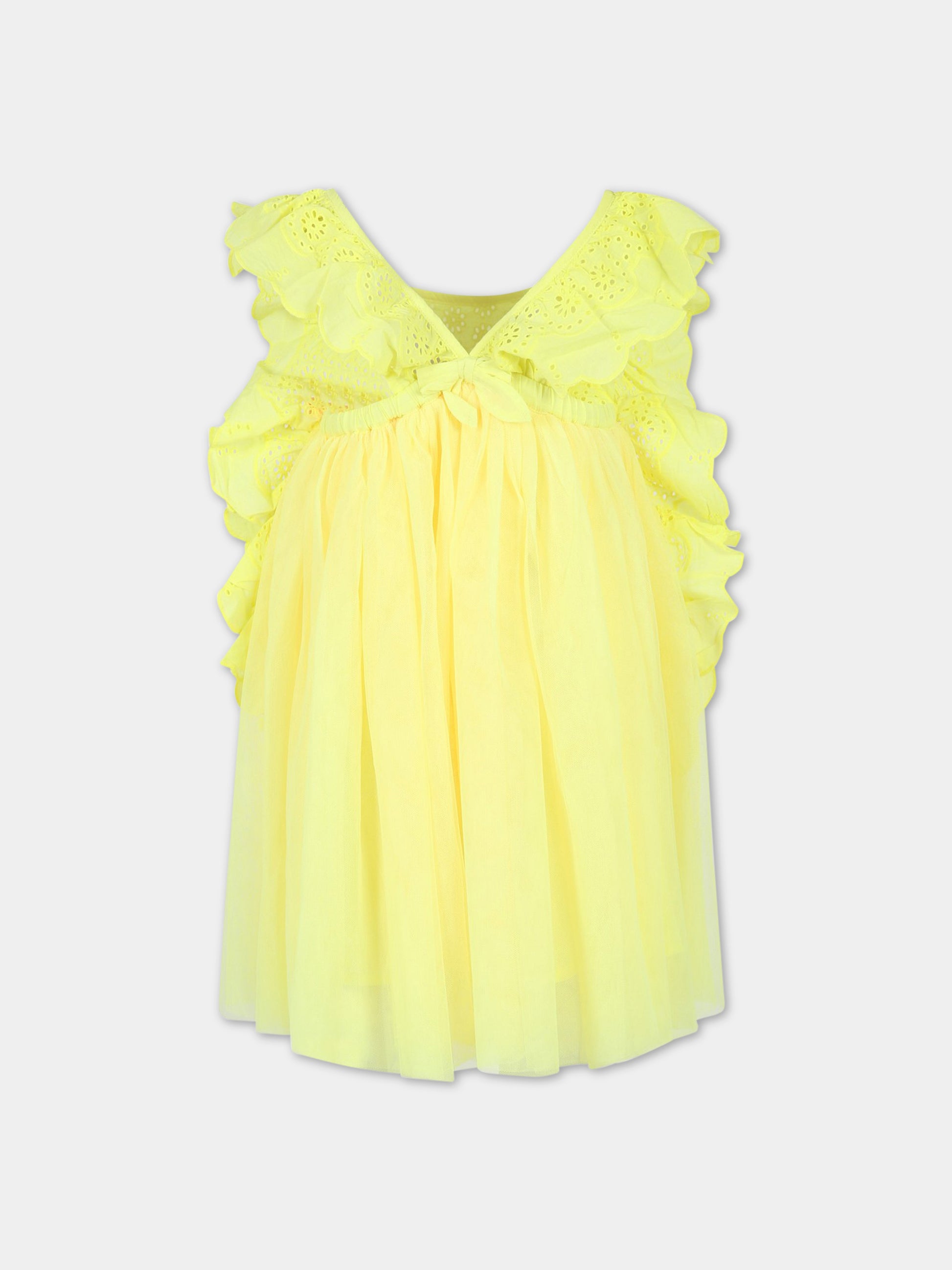 Vestito giallo per bambina con fiori,Billieblush,U12815 549