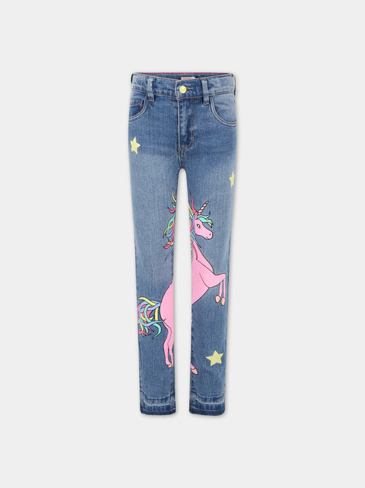 Jeans blu  per bambina con unicorni e stelle,Billieblush,U14659 Z18