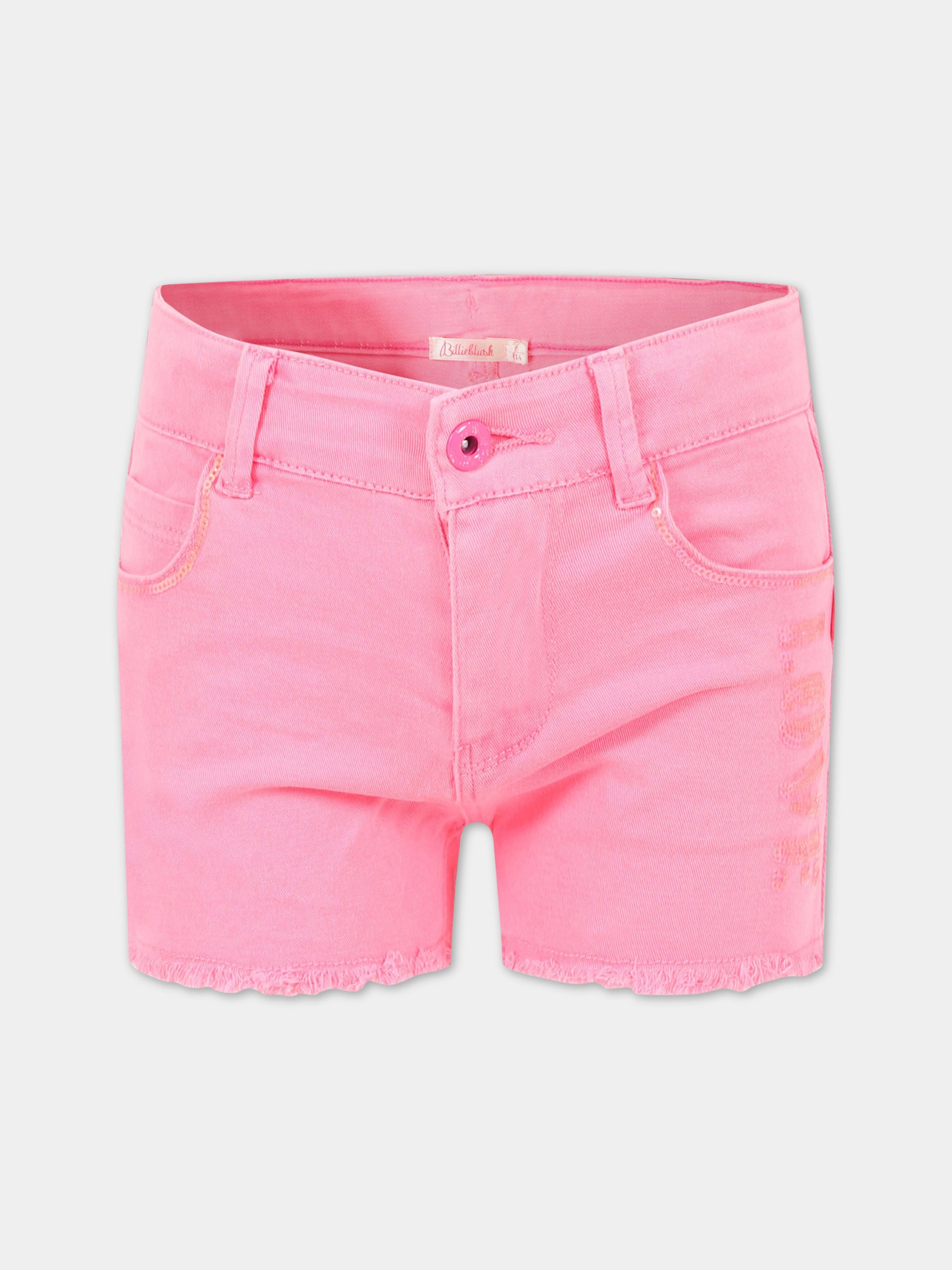 Shorts rosa per bambina con scritta  Love ,Billieblush,U14642 462