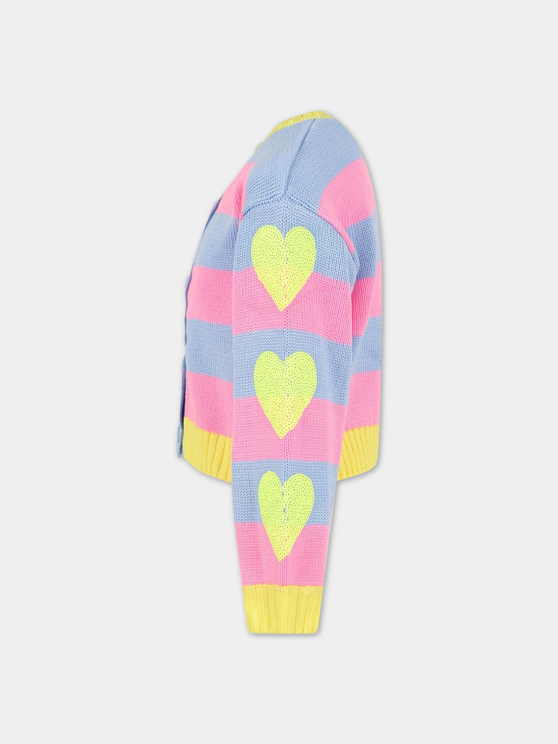 Cardigan multicolor per bambina con cuori,Billieblush,U15B39 798