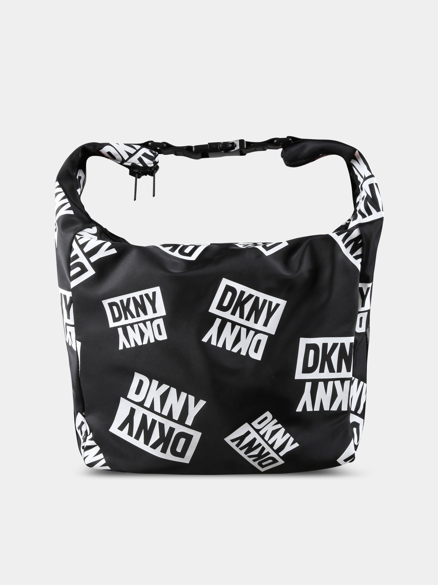 Borsa nera per bambina con logo bianco,Dkny,D30563 M41