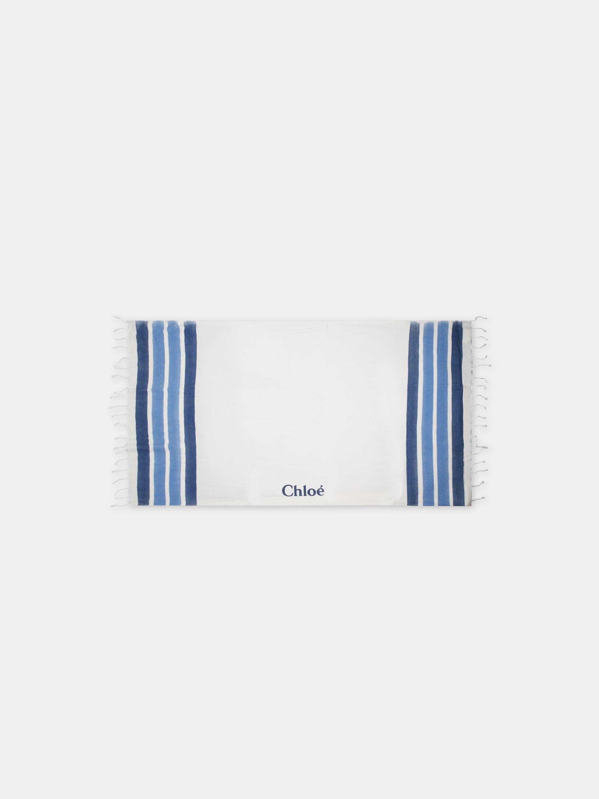Telo-mare bianco per bambina con logo,Chloé Kids,C10310 148