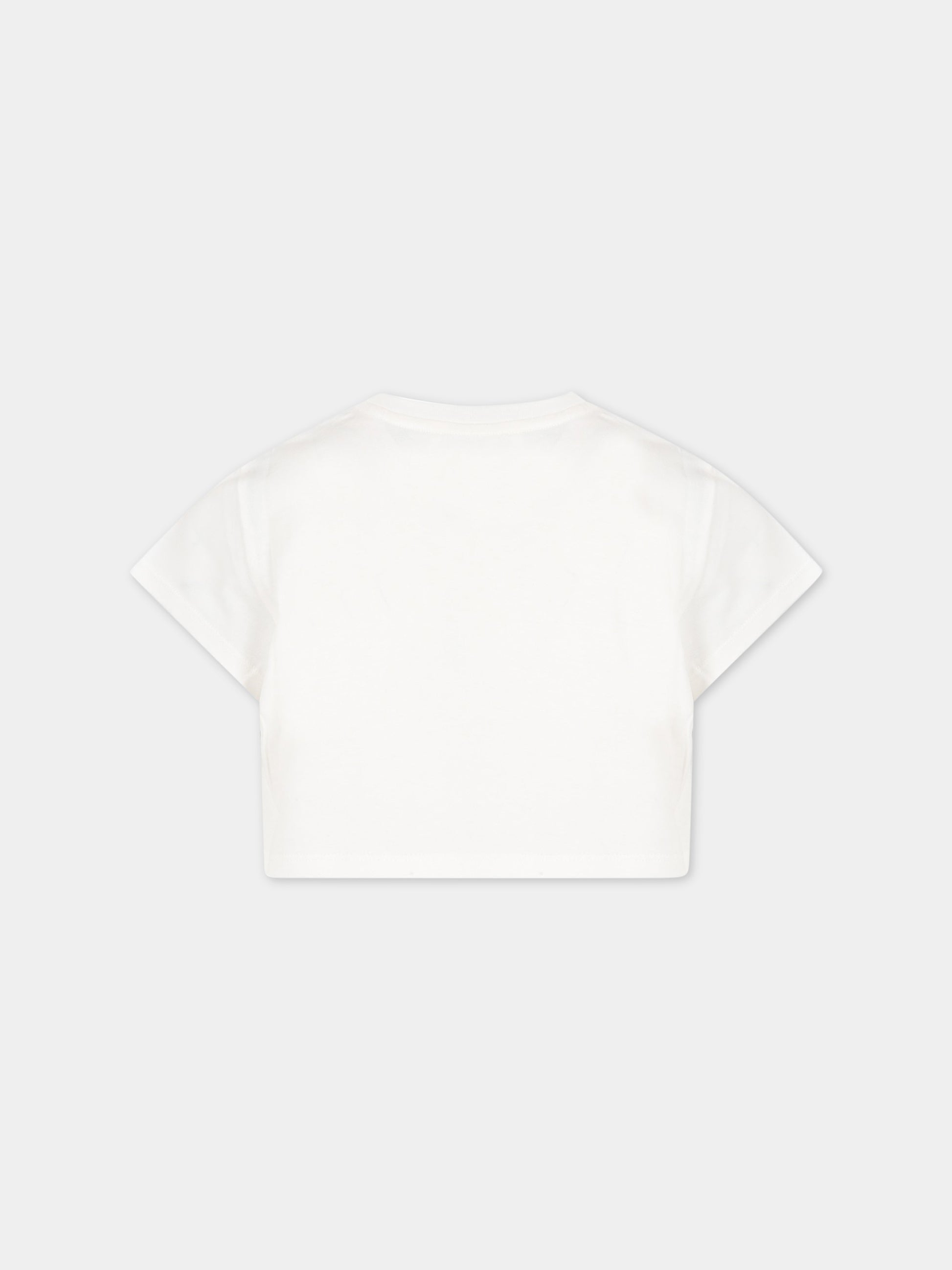 T-shirt bianca per bambina con logo multicolor,Chloé Kids,C15E07 117