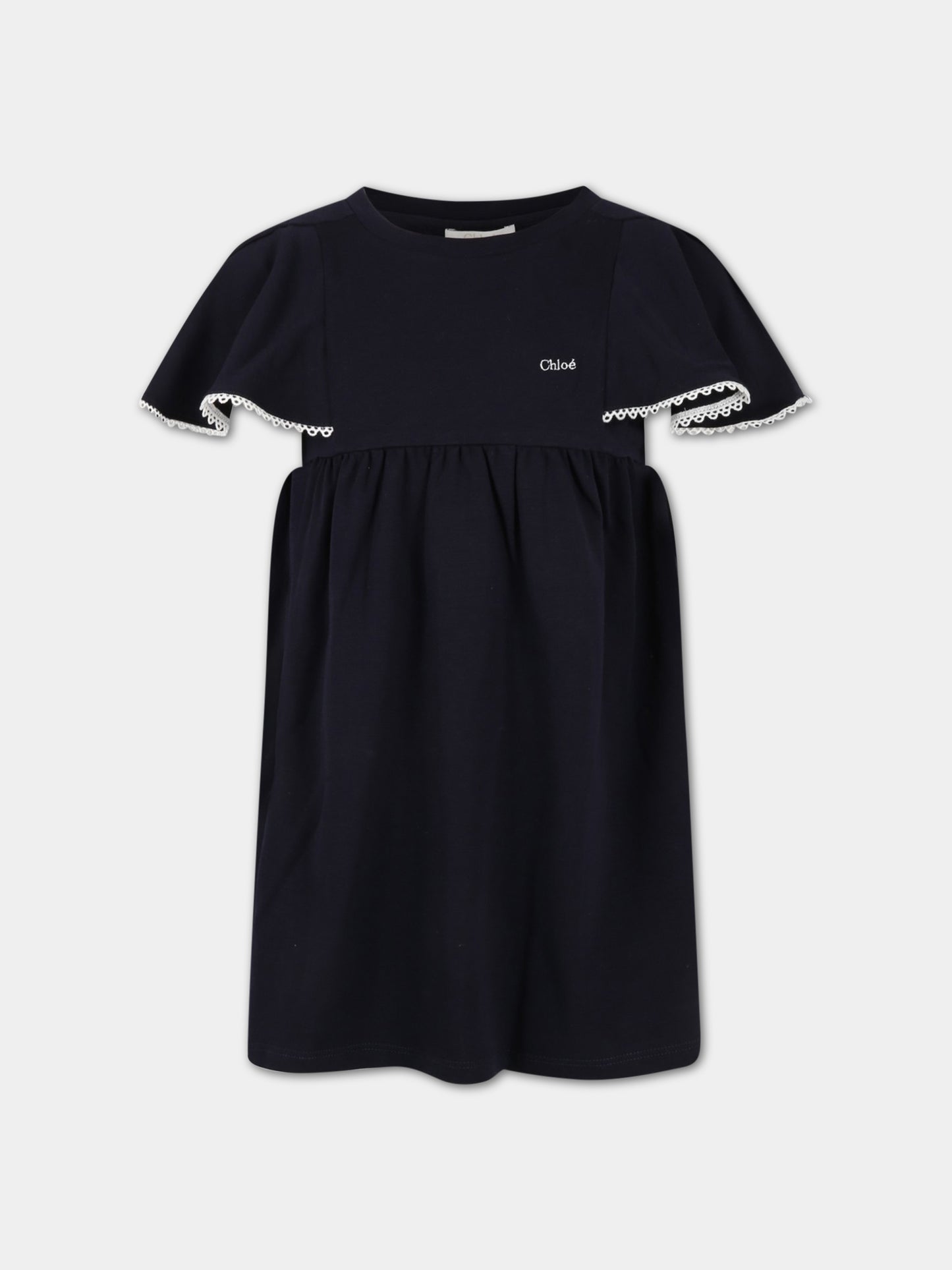 Vestito blu per bambina con logo,Chloé Kids,C12926 859