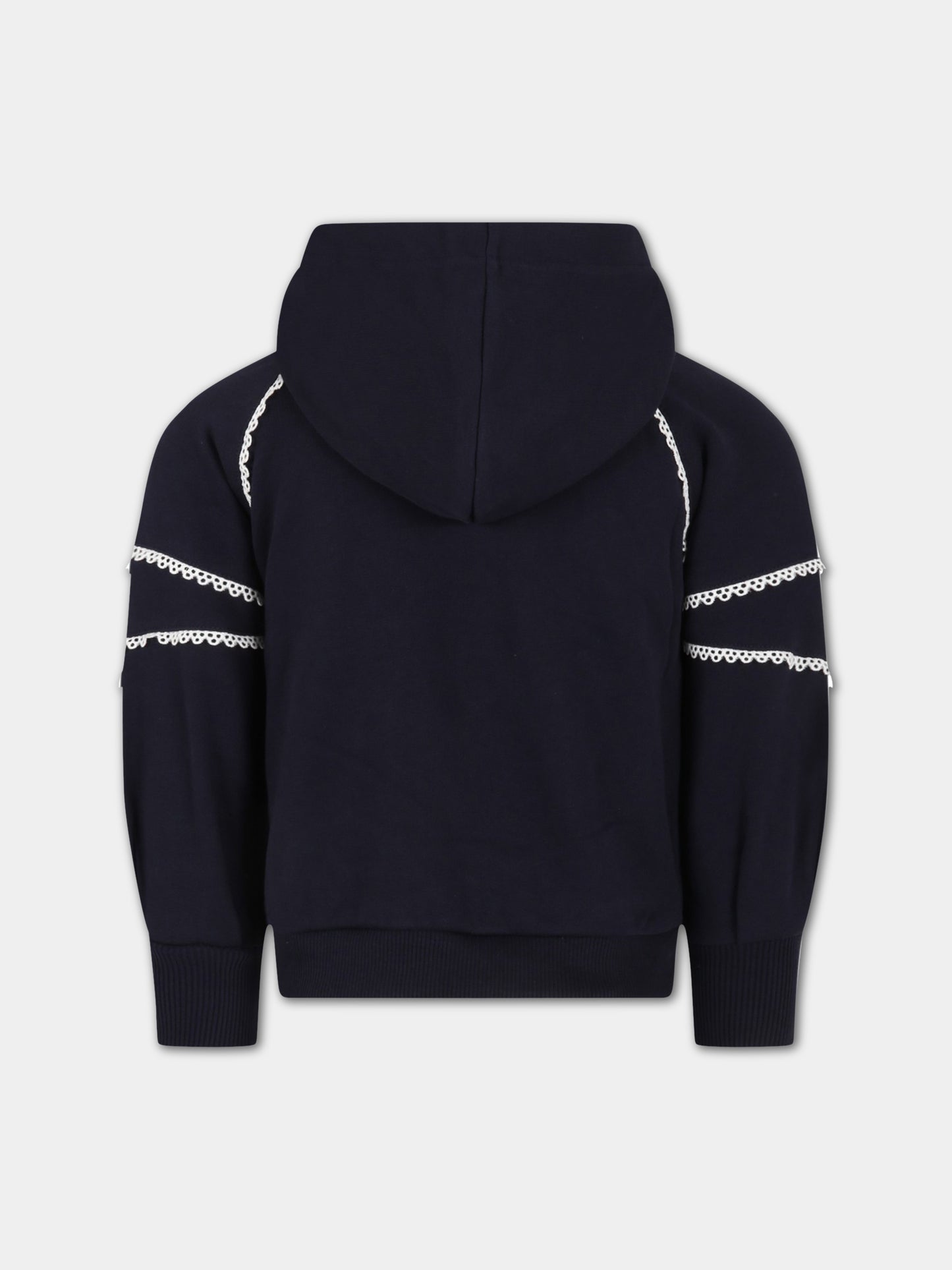 Felpa blu per bambina con logo bianco,Chloé Kids,C15D98 859