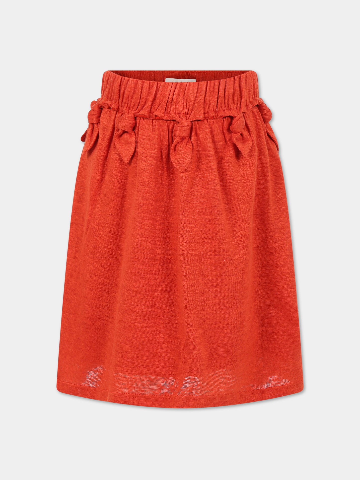 Gonna arancione per bambina con nodi,Chloé Kids,C13284 421
